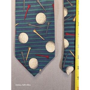 Mens 100% Silk Necktie Golf Balls Tees Sports Country Club Golfer Office Vintage